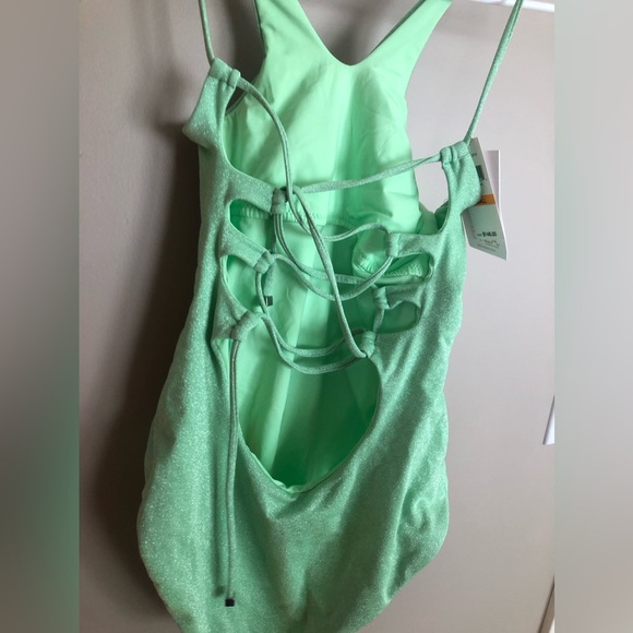 NWT SWIM BATHING Suit  - One piece Green Metallic BECCA  Size S  $148 - Picture 2 of 3